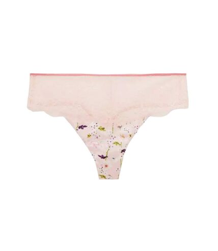 Womens/ladies floral satin thong pale pink Gorgeous