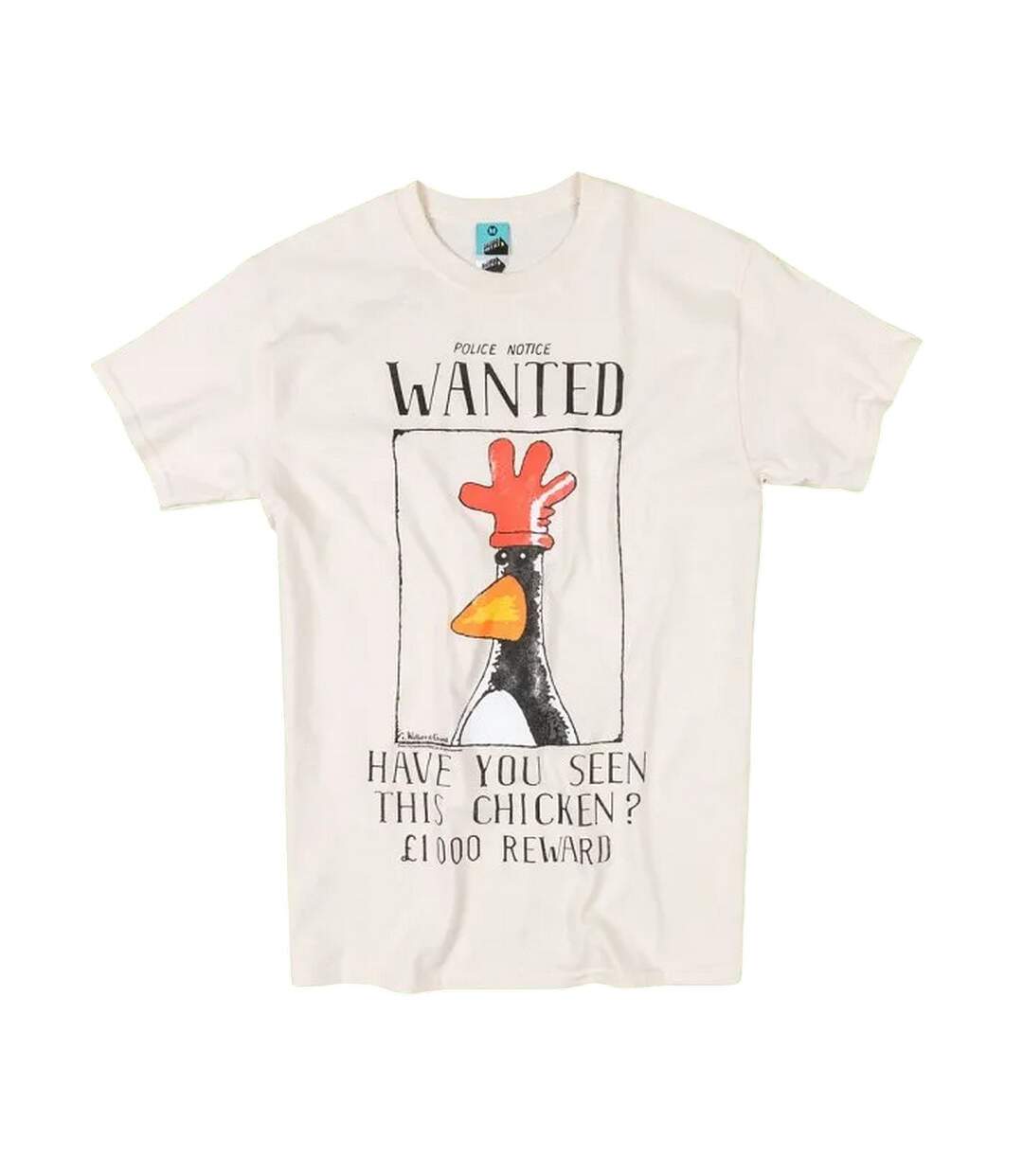 T-shirt Motif Feathers Mcgraw Motif/style Poster ´wanted´ Homme Écru Wallace And Gromit-2