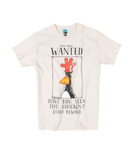 T-shirt Motif Feathers Mcgraw Motif/style Poster ´wanted´ Homme Écru Wallace And Gromit