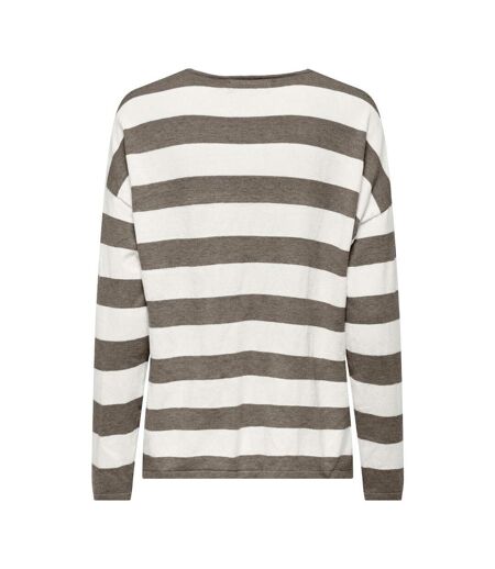 Pull marron à rayures femme only chianti - l