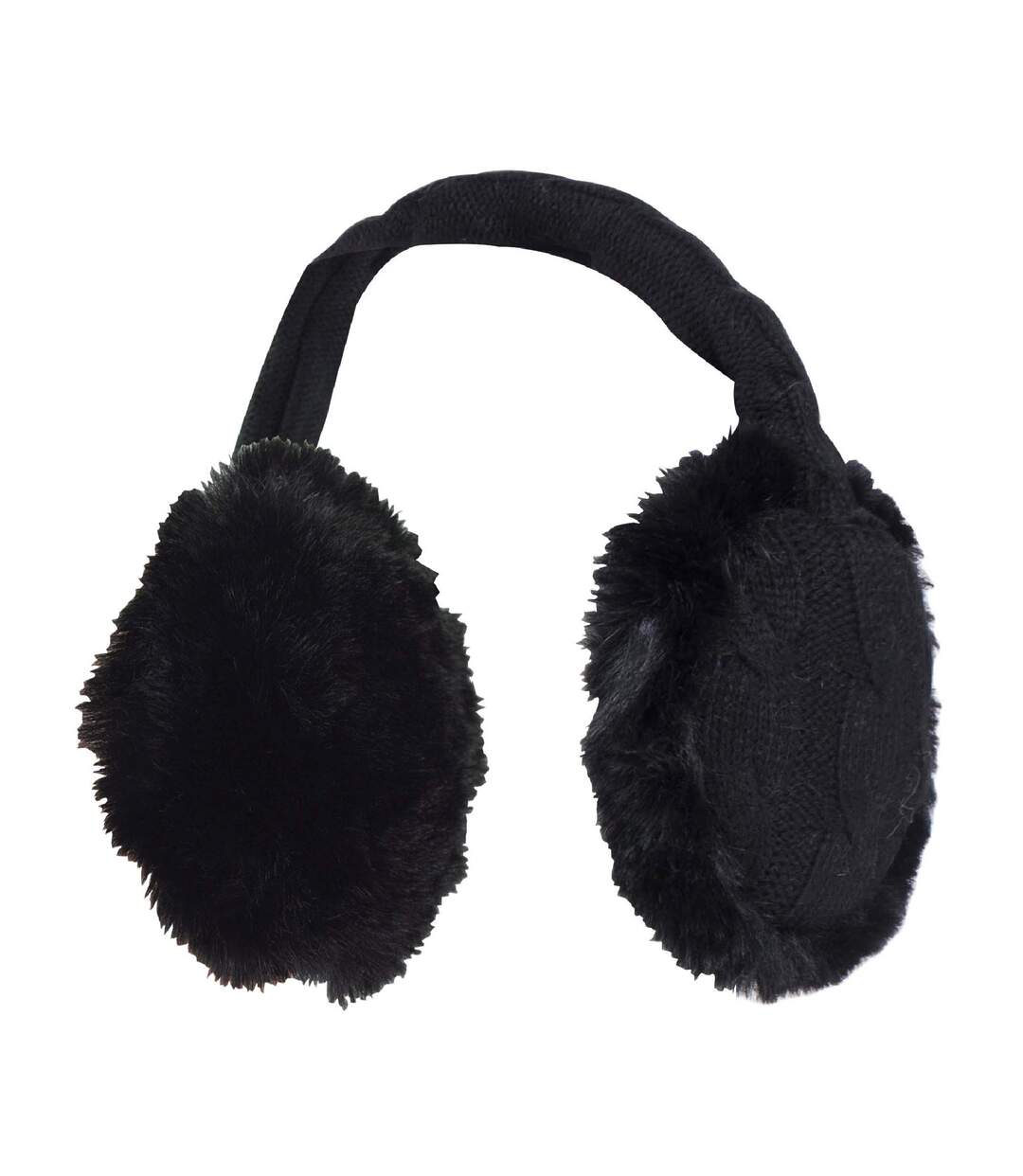 Ladies Winter Knitted Cold Weather Faux Fur Ear Muffs-1
