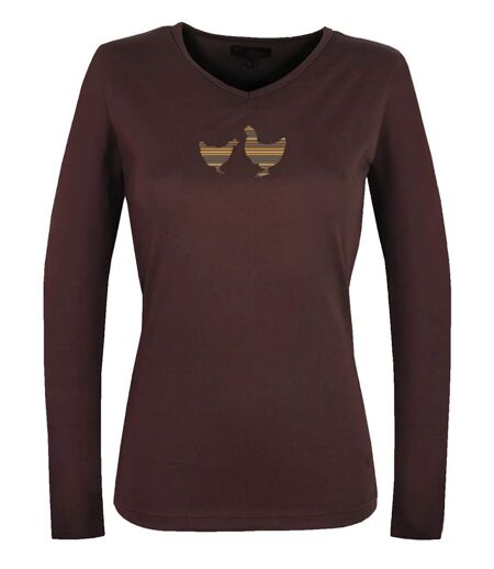 Tee-shirt MAYFLOWER NAPOLI4 chocolat à sérigraphie poule : confort naturel et style authentique