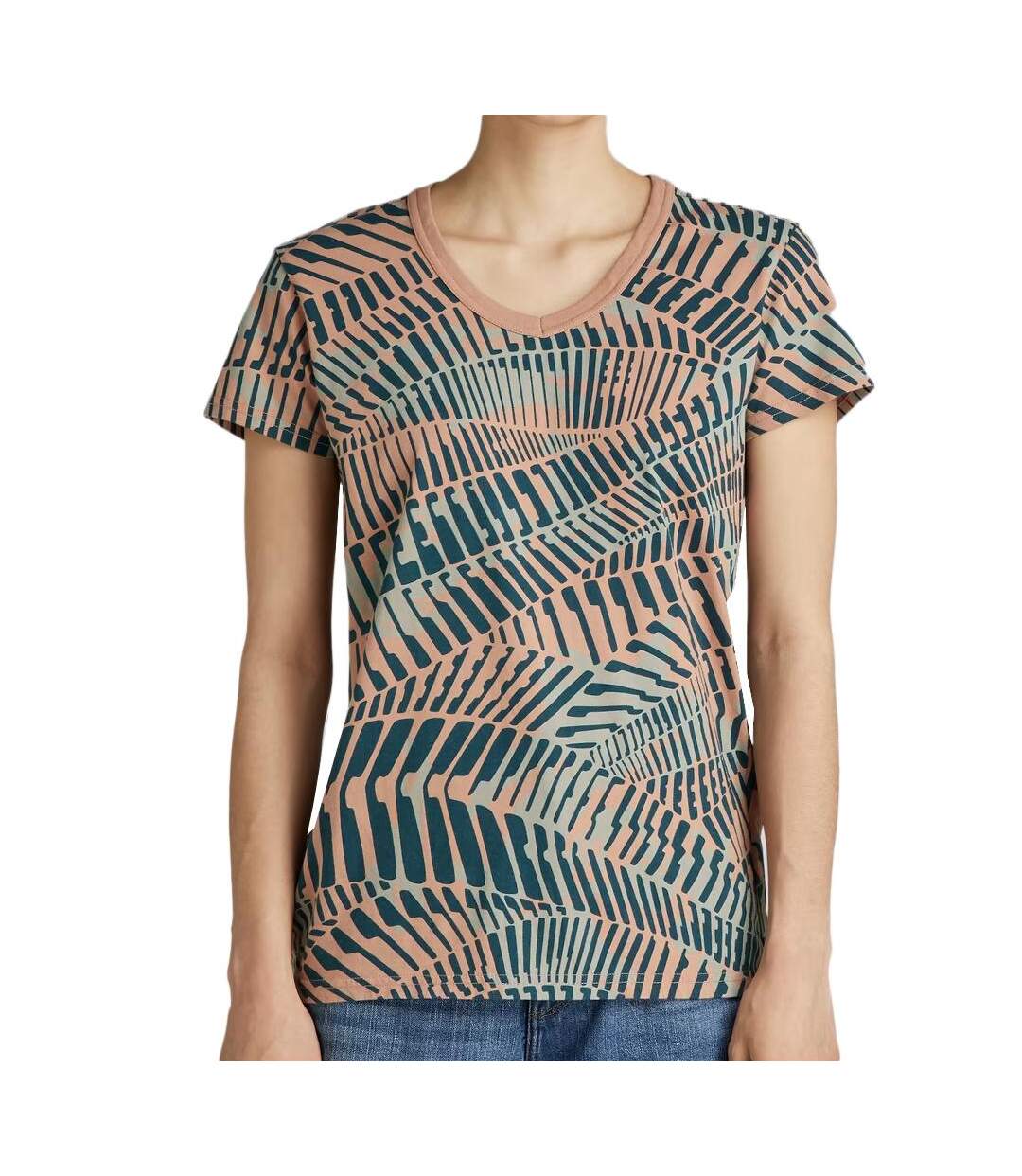 T-shirt Orange Femme All Over Print D21210 - S-1