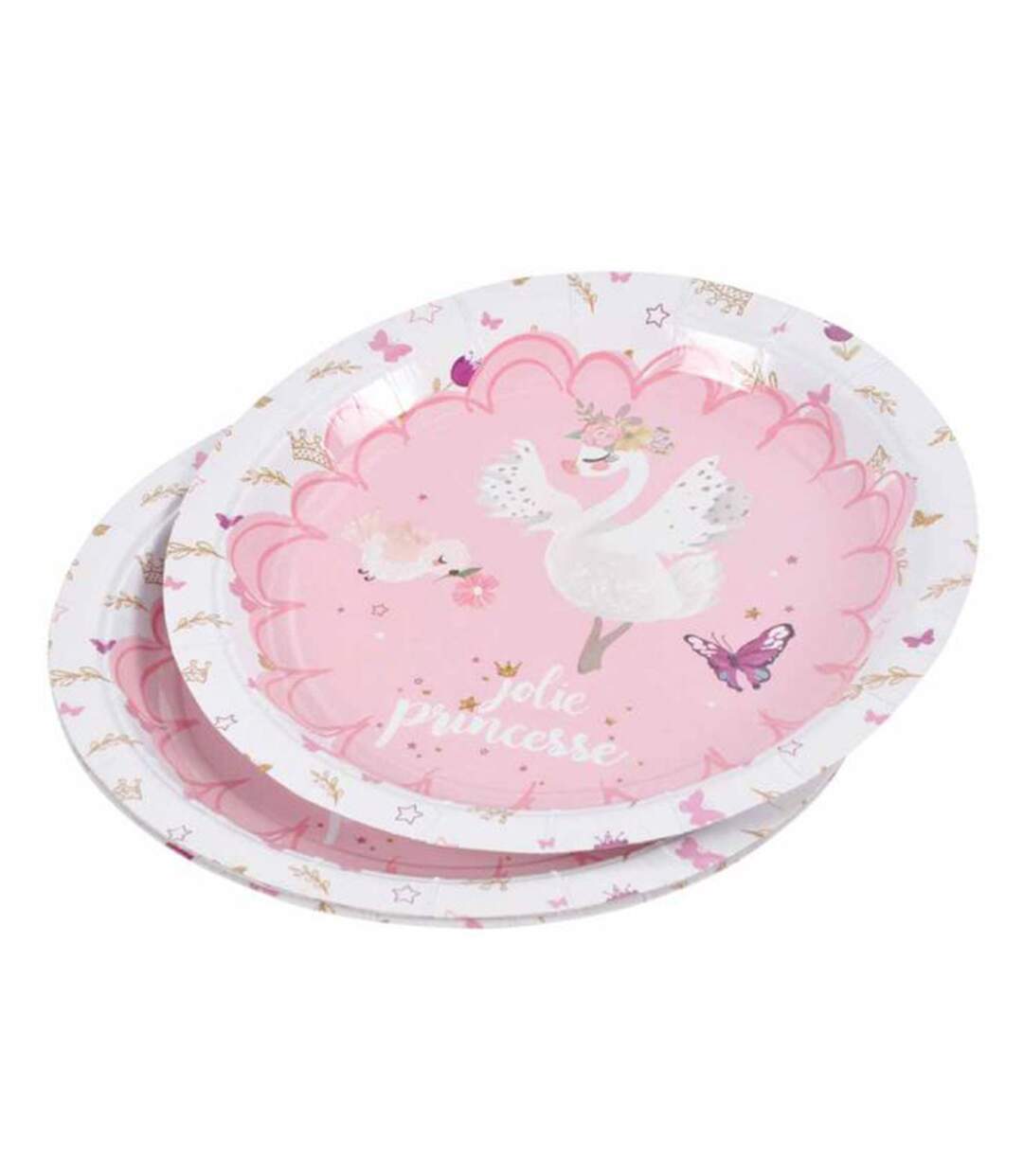 Lot de 6 Assiettes en Carton Cygne II 18cm Rose-1