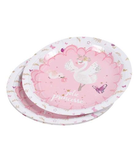 Lot de 6 Assiettes en Carton Cygne II 18cm Rose