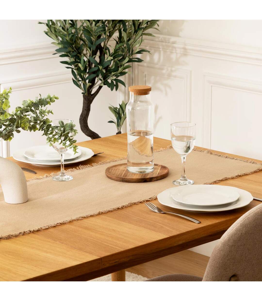 Chemin de Table Maha 38x140cm Beige-3