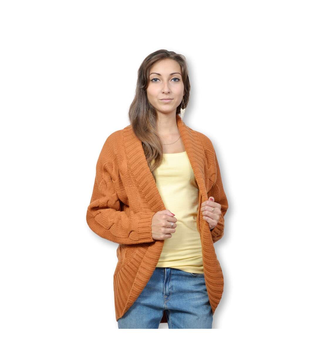 Gilet femme manches longues de couleur orange - décontracté