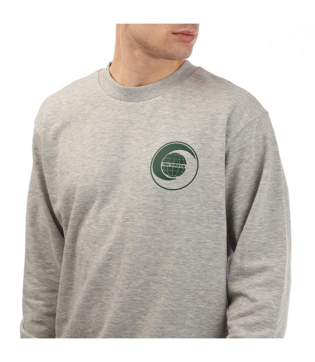 Mens Graphic Print French Terry Relaxed Fit T-shirt Grey New Balance-4