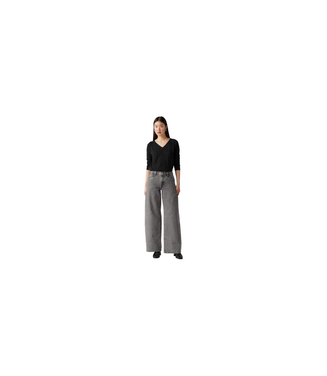 Womens/ladies Out And About Baggy Jeans Grey Levis-1