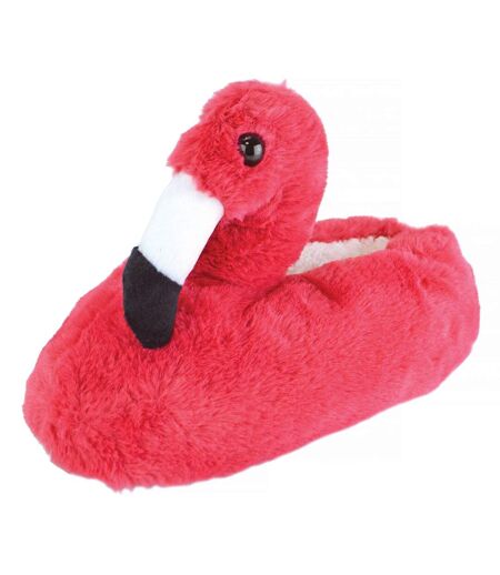 Ladies Novelty Pink Plush Flamingo Slippers