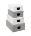 Lot de 4 Boîtes de Rangement Effet Relief 39cm Blanc-1