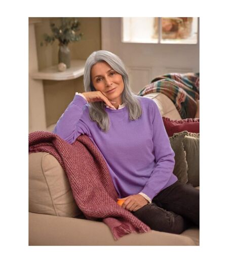 Womens/ladies Cashmere Crew Neck Jumper Allium Purple WoolOvers