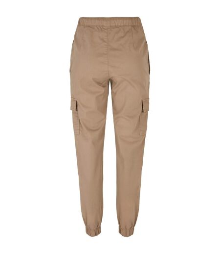 Womens/ladies Cargo Pocket High Waist Jogging Bottoms Soft Taupe Urban Classics