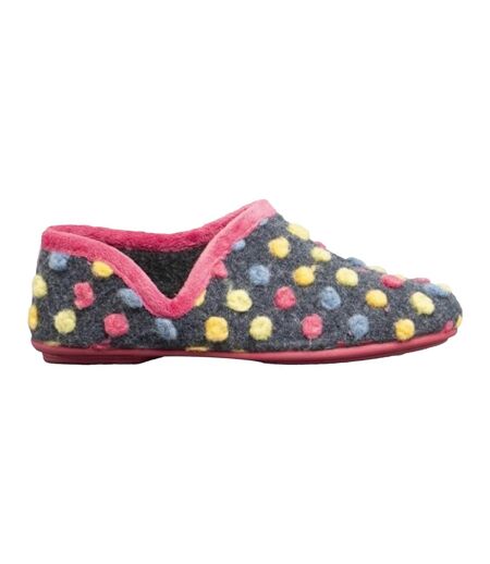 Sleepers Womens/Ladies Jade Dotted Full Slippers (Fuchsia/Multi) - UTDF1052