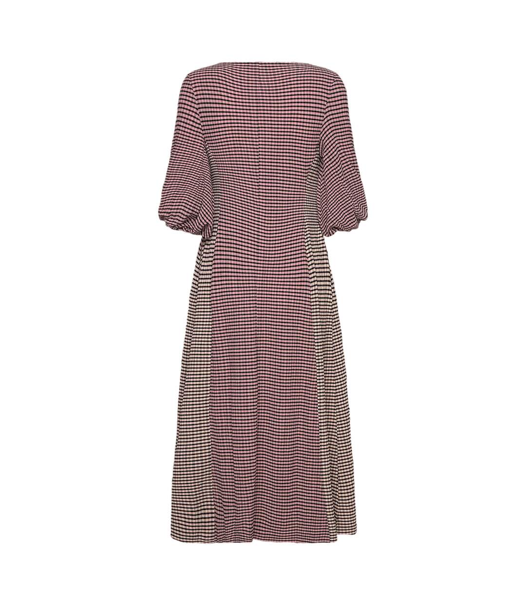 Robe Mi-longue Manches ¾ Motif/style À Rayures Femme Rose Stine Goya-3