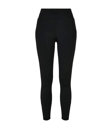 Womens/ladies Shiny Stripe High Waist Leggings Black Black Urban Classics