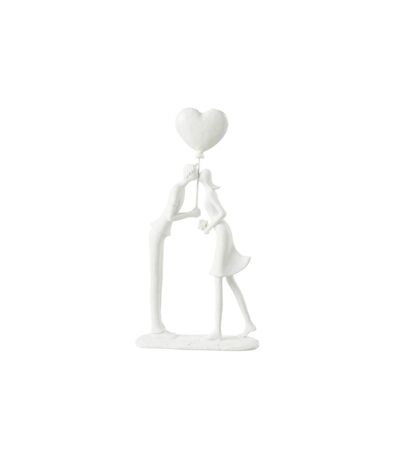 Statuette Déco Couple Bisou Cœur 30cm Blanc