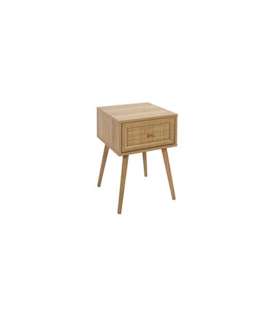 Table de chevet Bali avec 1 tiroir en rotin et panneaux de particules - Beige