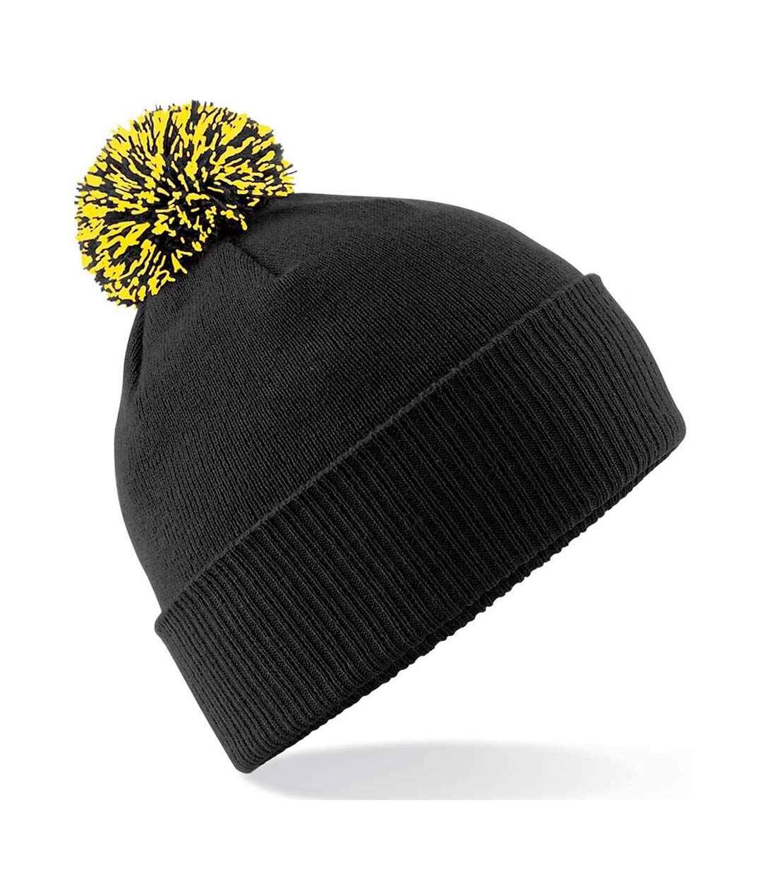 Bonnet snowstar adulte noir / jaune Beechfield-1