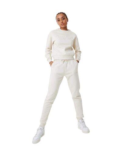 Womens/ladies Cotton Blend Adjustable Waist Classic Joggers Cream USA