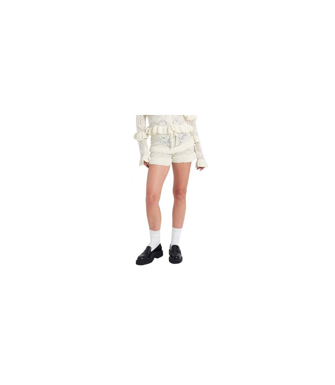 Womens/ladies Gentle Knitted Shorts Cream The Ragged Priest-1