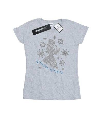 Disney Princess Womens/Ladies Belle Winter Silhouette Cotton T-Shirt (Sports Grey)