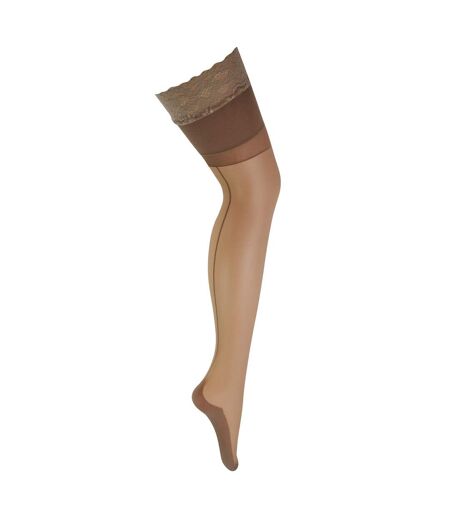 2 Pack Ladies Seamed Stockings with Lace Top