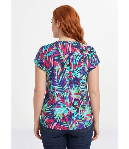 T-shirt col V évasé manches courtes