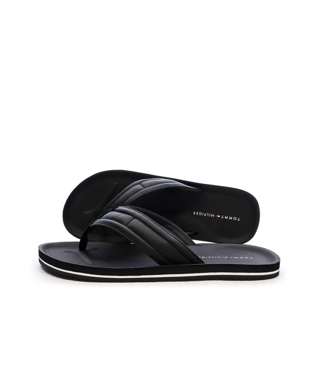 Tongs noires homme tommy hilfiger padded-1