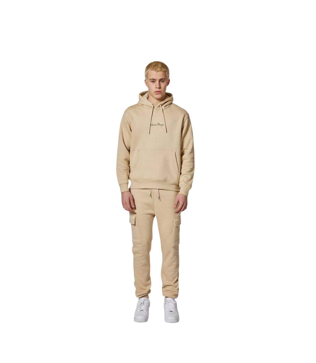 Mens Logo Relaxed Fit Hoodie Stone Criminal Damage-2