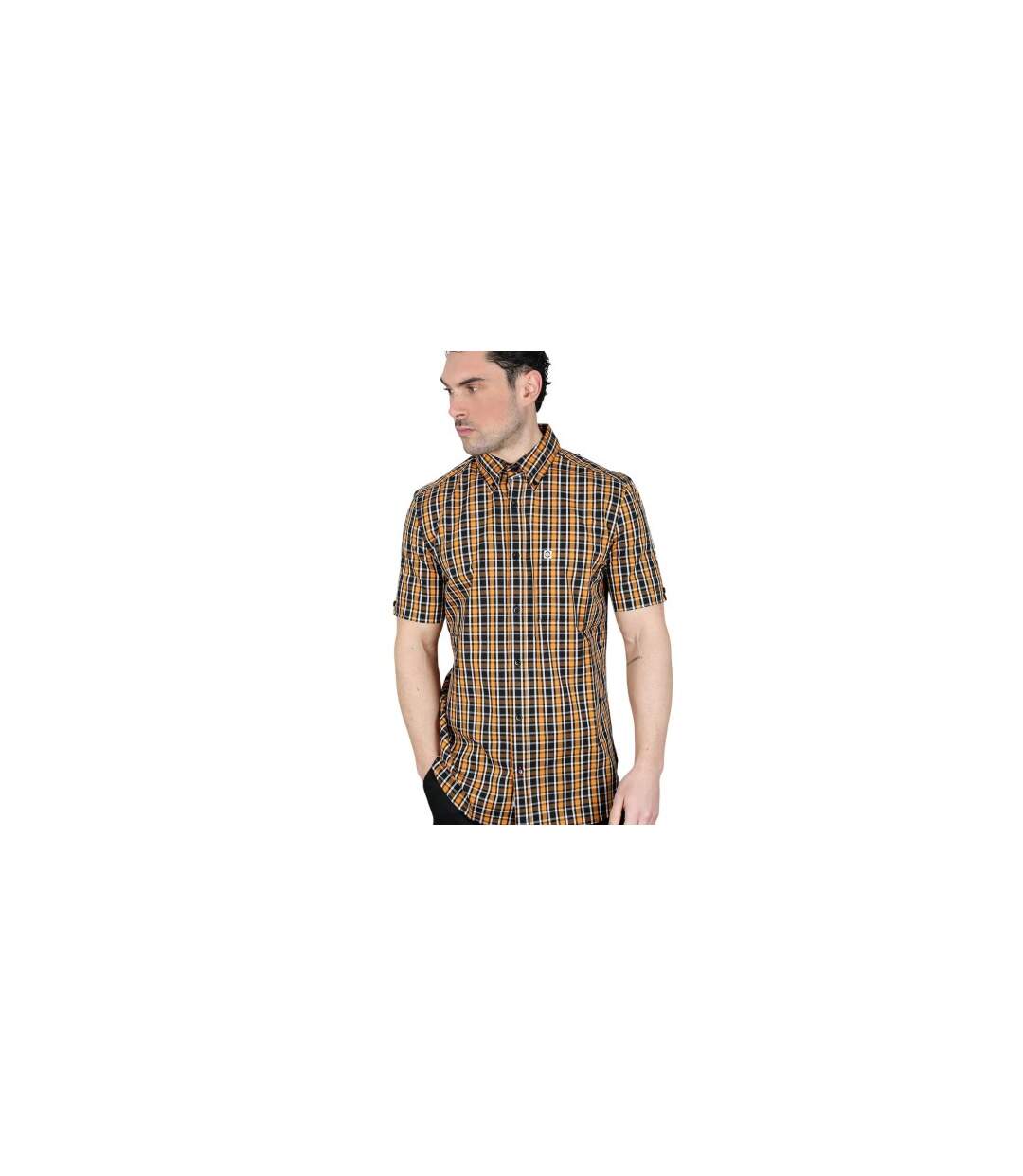 Unisex Adult Checked Shirt Black White Orange Lambretta-1