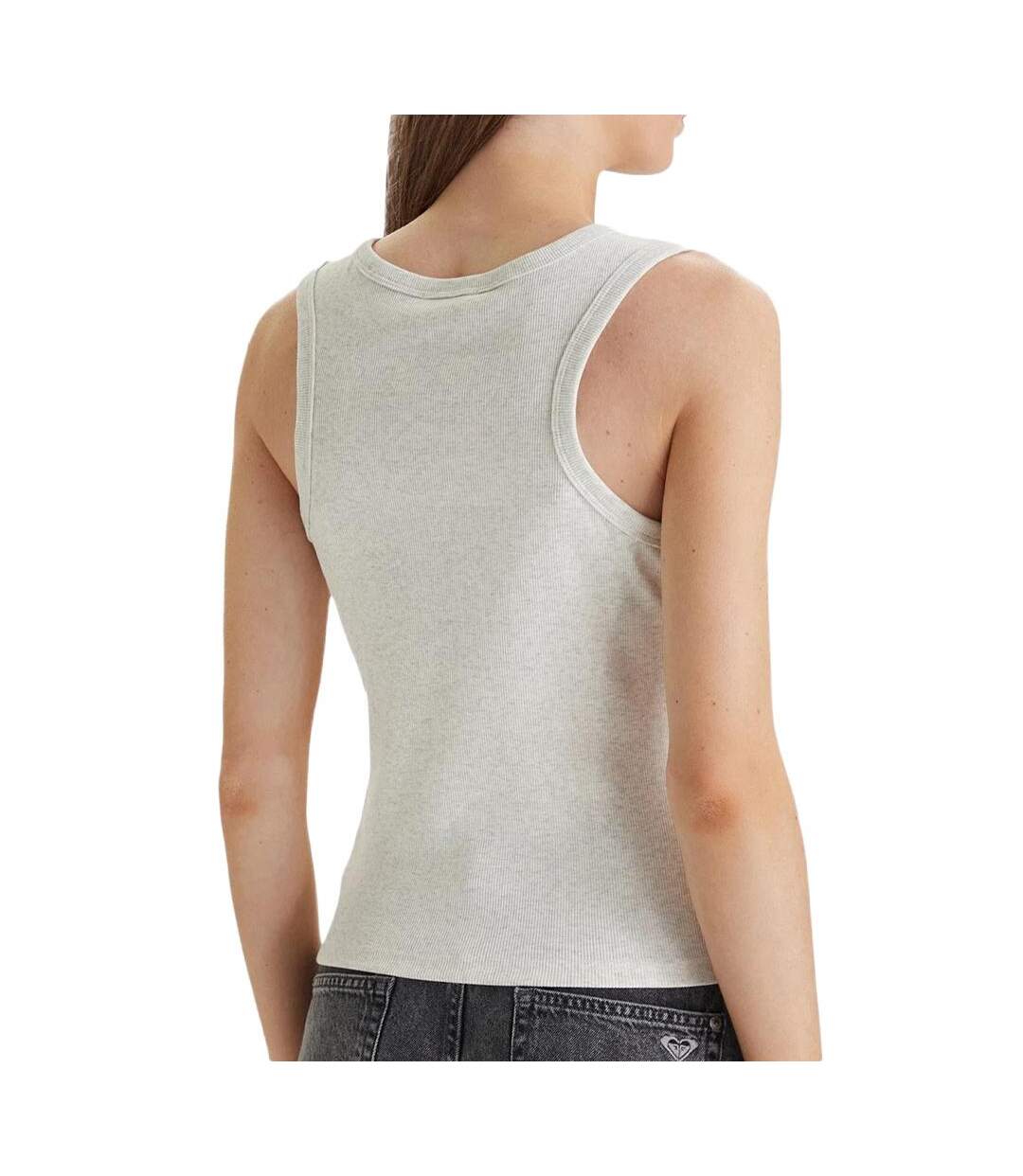 Débardeur blanc grisé femme calvin klein jeans a woven label-2