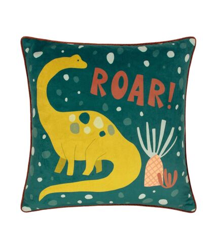 Roar piped velvet cushion cover 43cm x 43cm teal Little Furn
