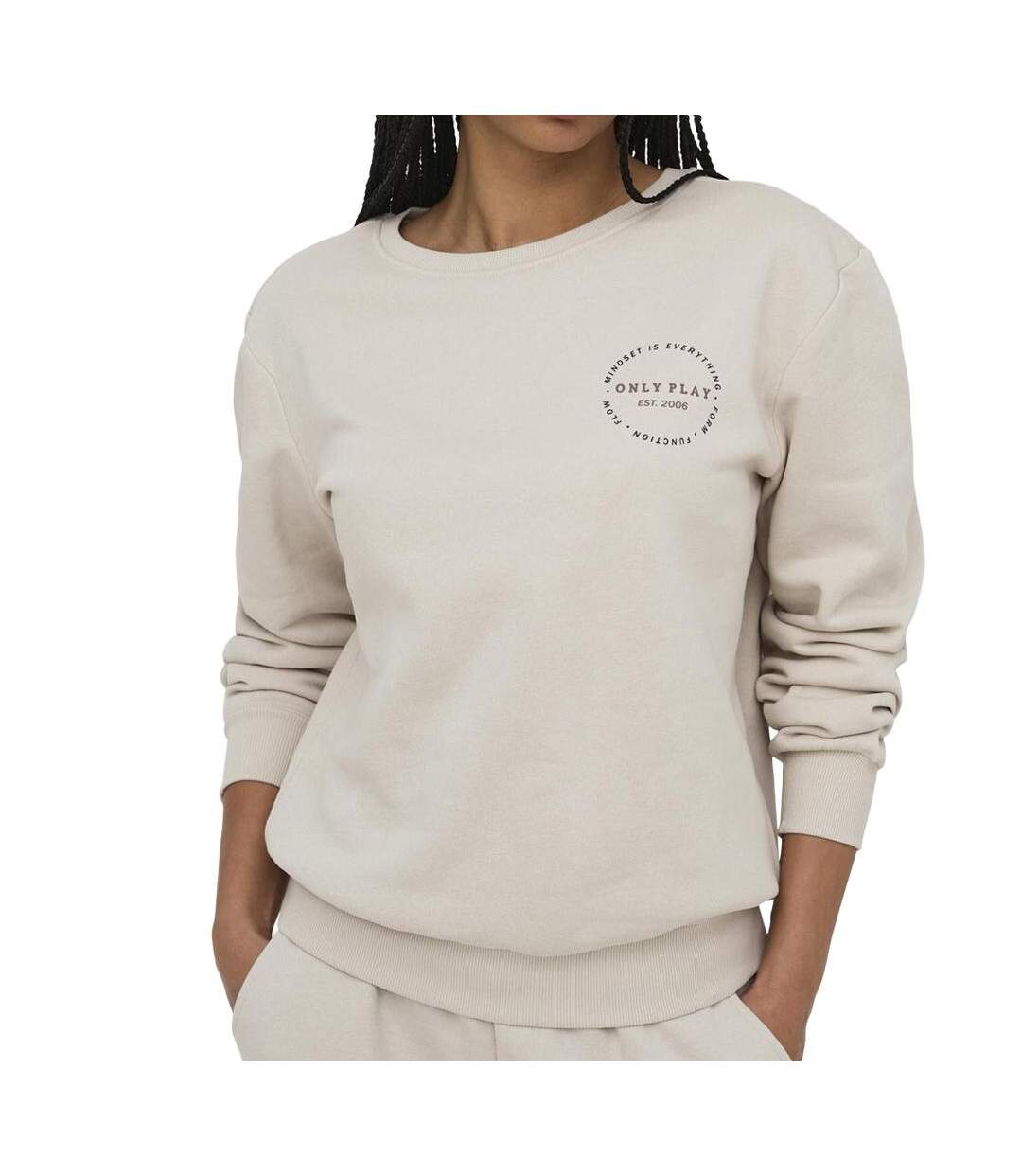 Sweat beige femme only play brush-1
