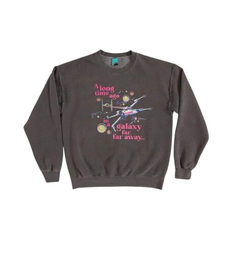 Sweat Motif/style Rétro A Long Time Ago In A Galaxy Far Far Away Adulte Noir Charbon Star Wars