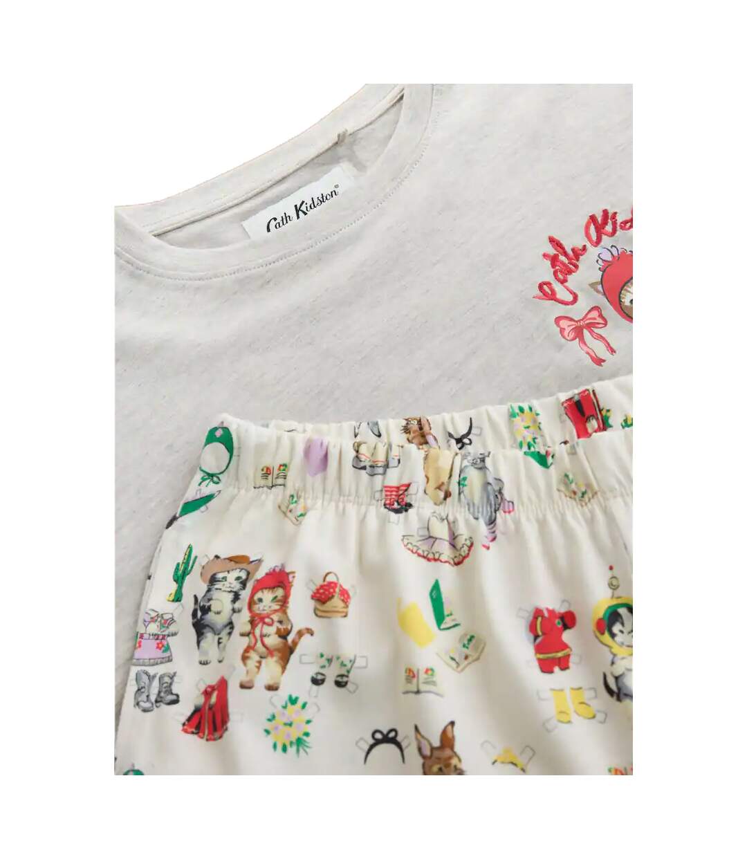 Womens/ladies Cat Pyjama Set Grey Cath Kidston-2