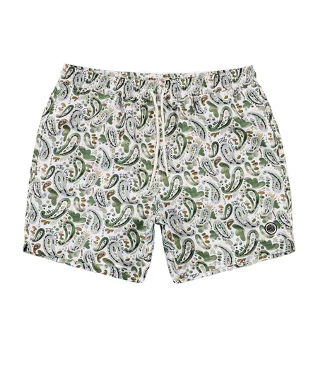Mens Paisley Regular Swim Shorts Stone Print Pretty Green