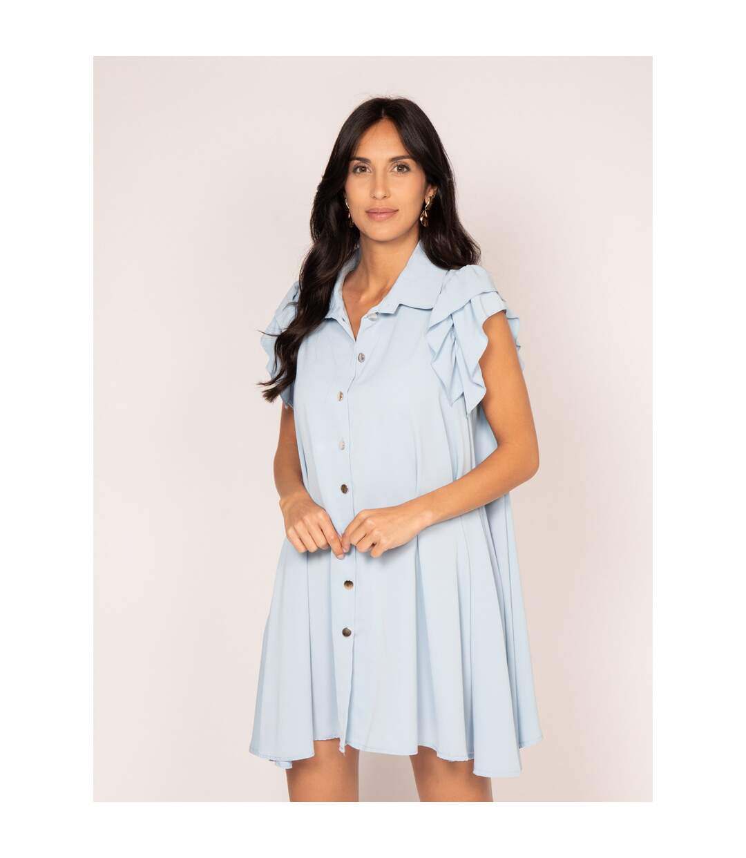 Robe courte boutonnée ILLISA - Dona X Lisa-1