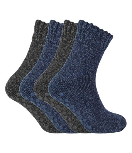 4 Pack Mens Warm Merino Wool Slipper Socks for Indoors