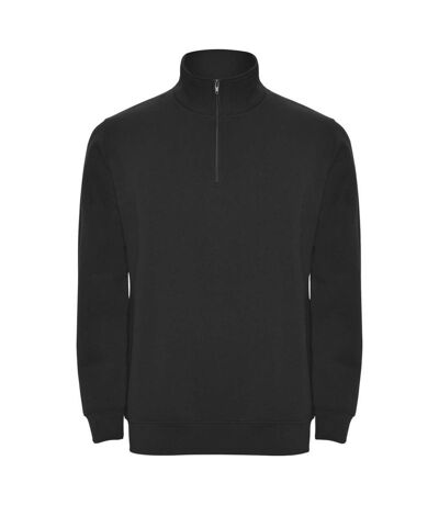 Mens Aneto Quarter Zip Sweatshirt Solid Black Roly
