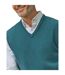 Mens V Neck Sleeveless Pullover Pull Sans Manches À Col En V Turquoise Pâle WoolOvers-3