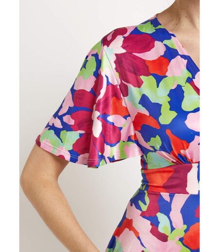 Robe cache-c¿ur manches papillon motif arty
