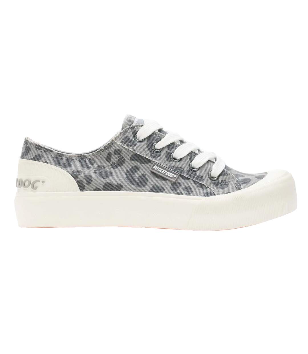 Womens/ladies Jazzin Plus Leopard Print Platform Trainers Grey Rocket Dog-3