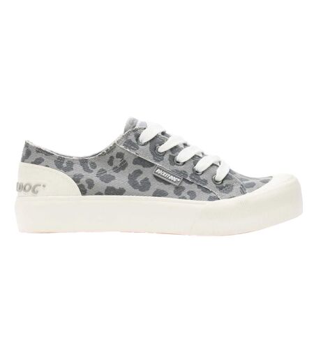 Womens/ladies Jazzin Plus Leopard Print Platform Trainers Grey Rocket Dog