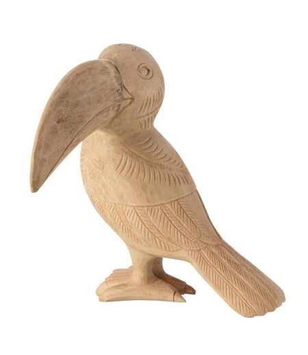 Statuette Déco en Bois Toucan 25cm Naturel