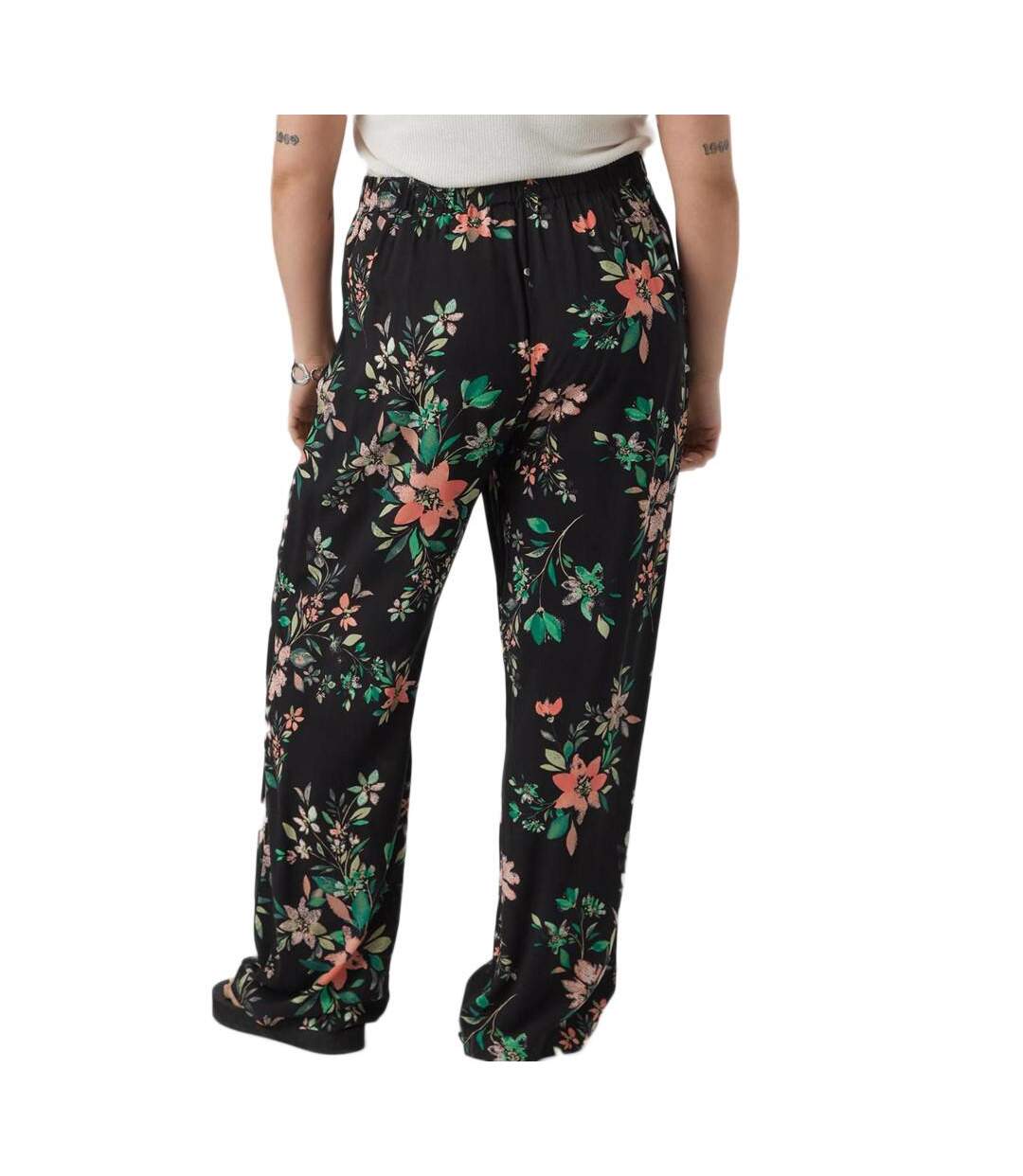 Pantalon Noir à fleurs Femme Vero Moda Curve Easy Hw Wide - 46