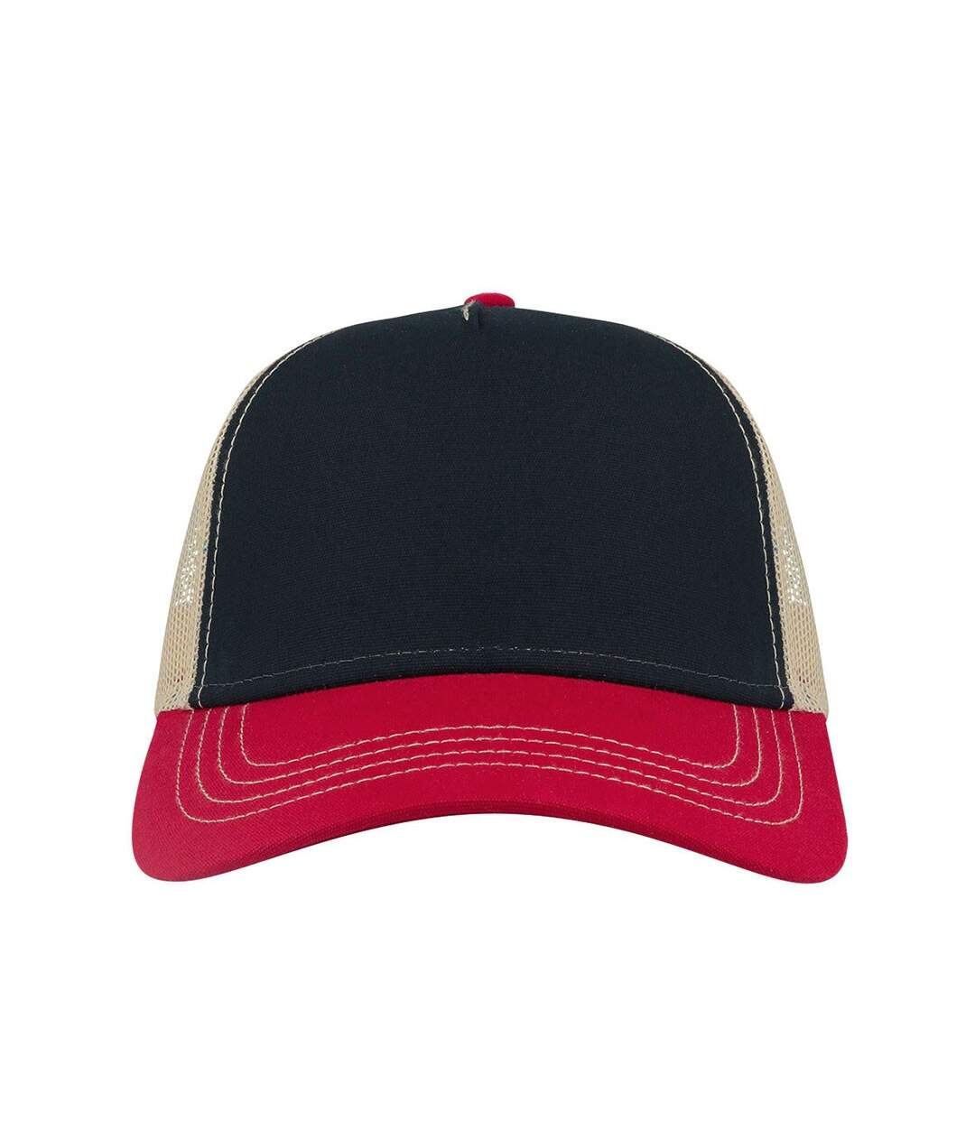 Casquette trucker rapper bleu marine / bordeaux / beige Atlantis-3