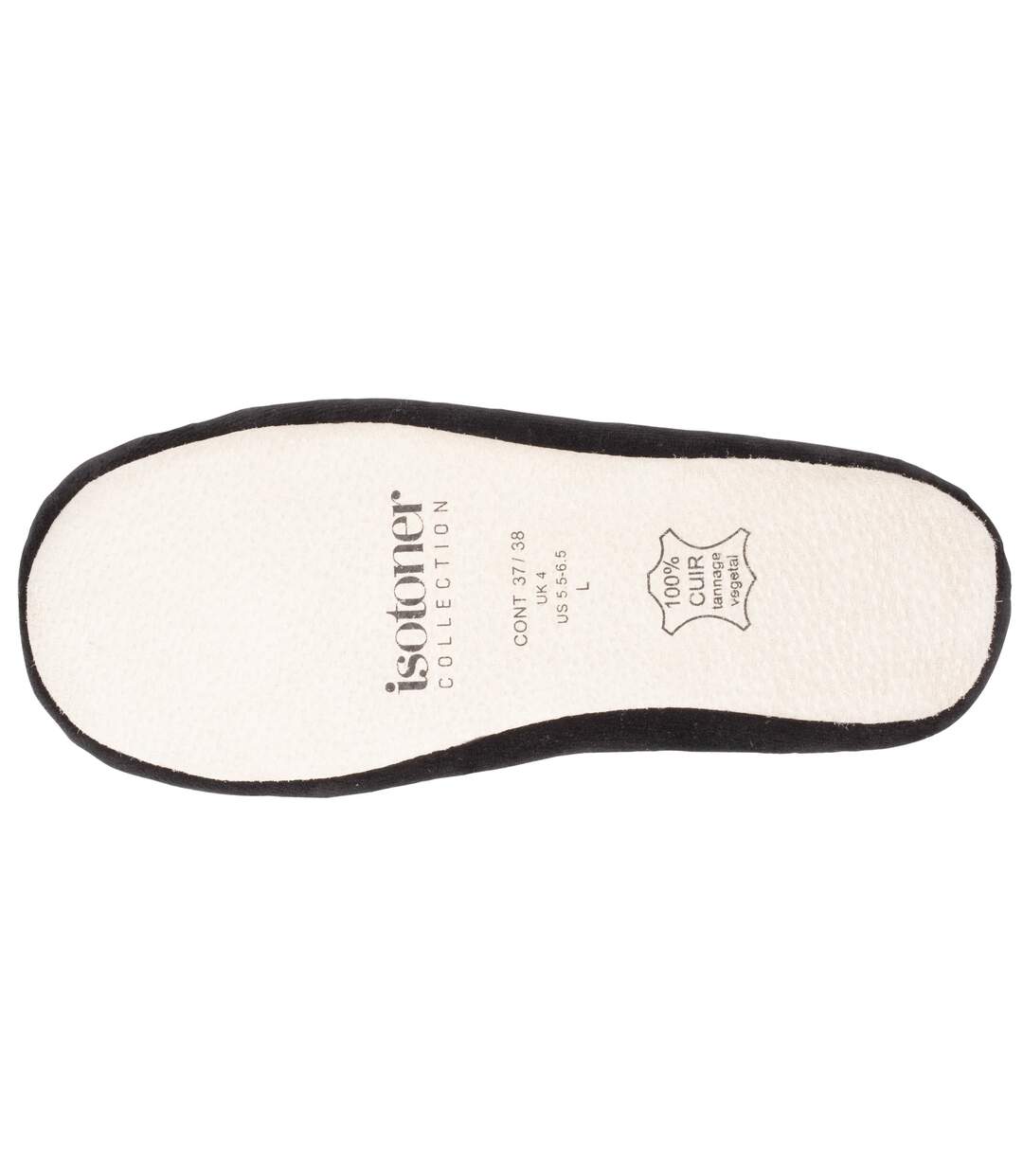 Isotoner Chaussons Ballerines femme ultra confortables, en coton biologique et semelle en cuir, détail grand nœud-5