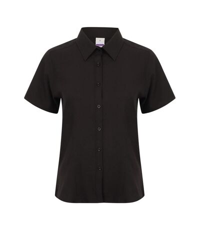 Henbury Womens/Ladies Wicking Short-Sleeved Formal Shirt (Black) - UTPC7222