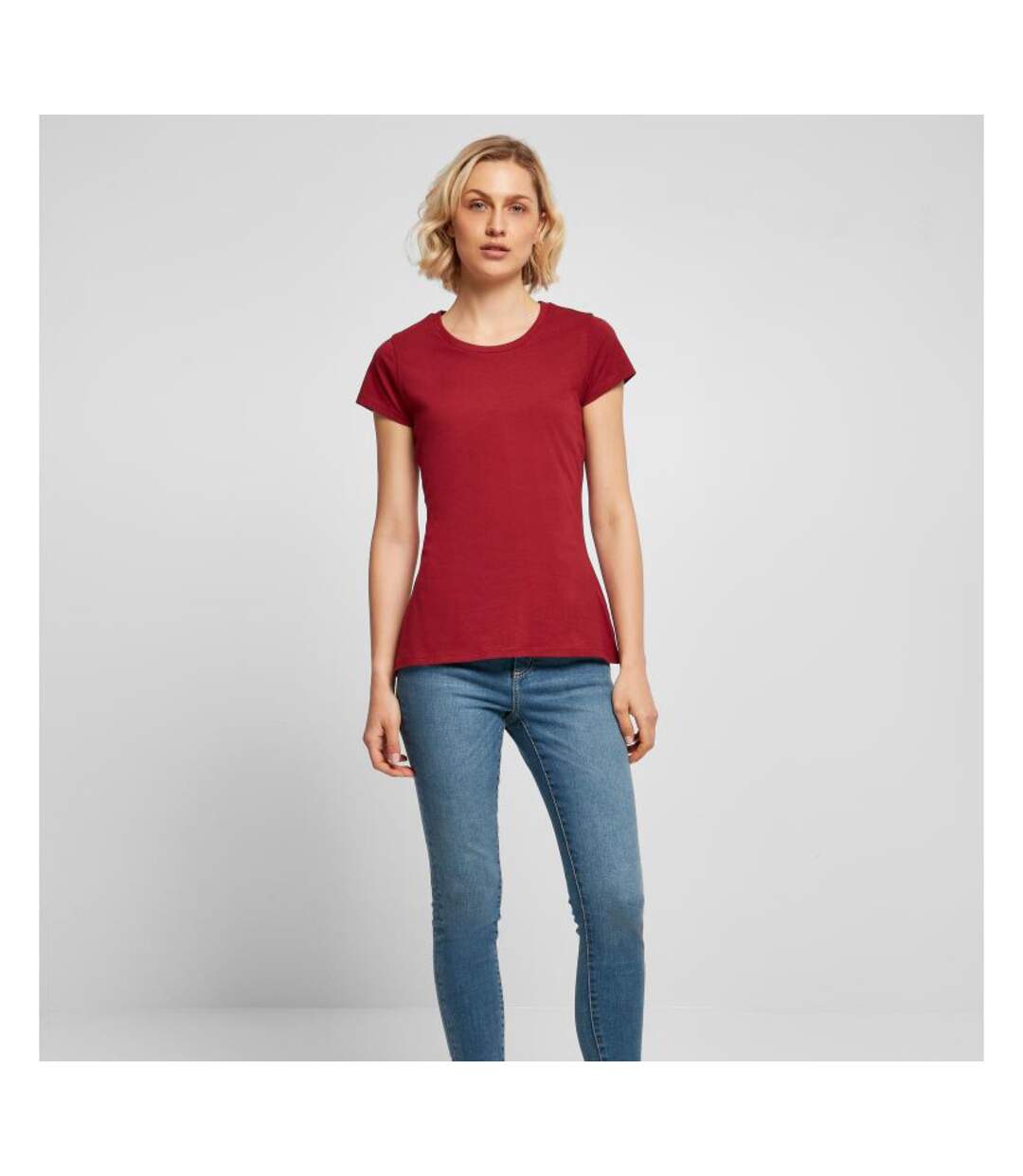 T-shirt basic femme bordeaux Build Your Brand